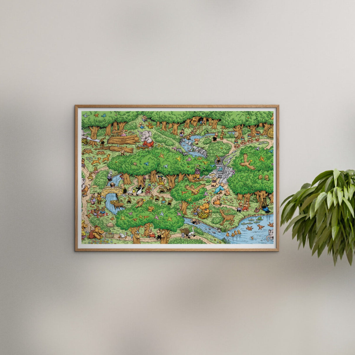 Poster & Frame Rasmus Klump - I Skoven Farve