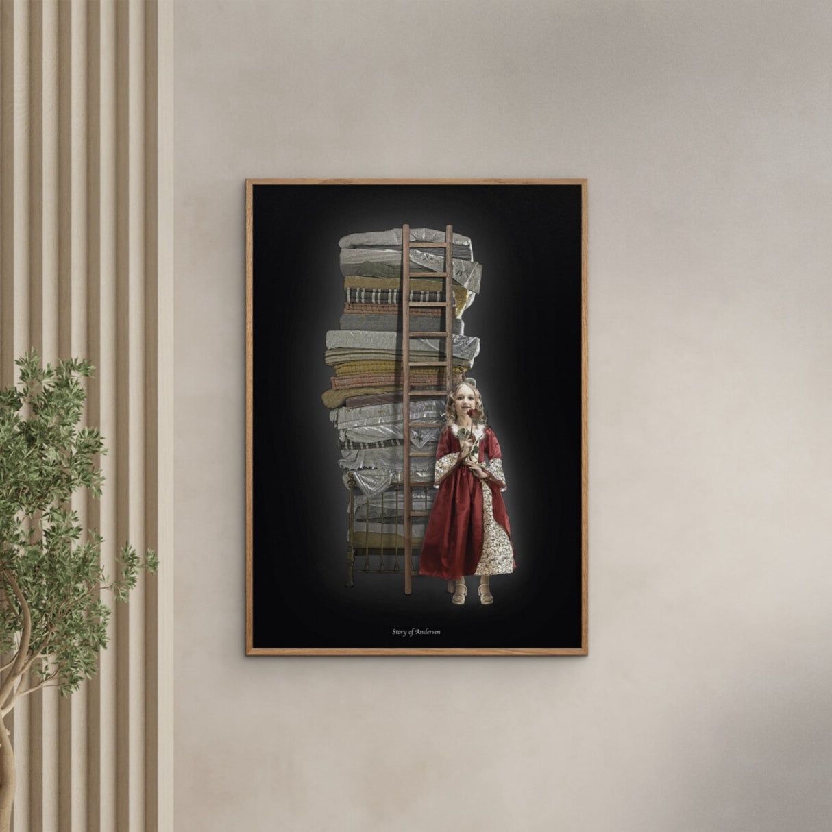 Poster & Frame Story Of Andersen - Prinsessen På Ærten - Hvid/Sort Baggrund