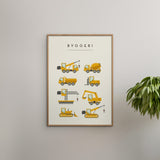 Poster & Frame Citatplakat - Byggeri Maskiner – Børneplakat