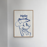 Poster & Frame Disney - Hello Mickey Blue