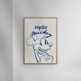 Poster & Frame Disney - Hello Mickey Blue