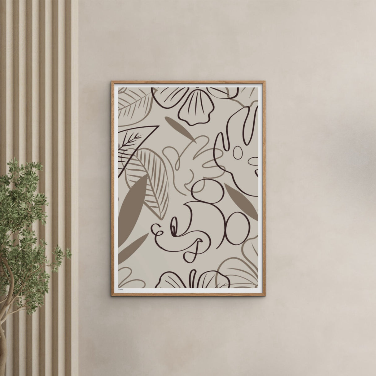 Poster & Frame Disney - Brown Leaves Mickey
