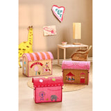 Rice Pink Fun Fair Theme Raffia Leksak Baskets 3-Pack