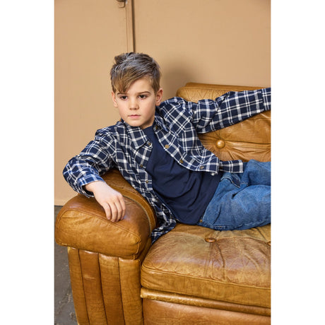 The New Navy Blazer Check Ronan Oversize L_S Flannel Skjorta