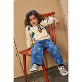 THE NEW Siblings Medium Blue Denim AOP Ripley Wide Jeans