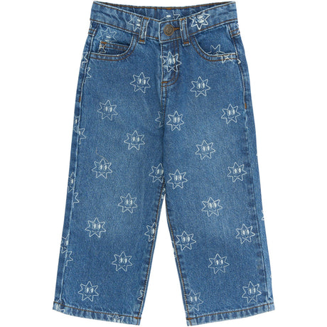 THE NEW Siblings Medium Blue Denim AOP Ripley Wide Jeans