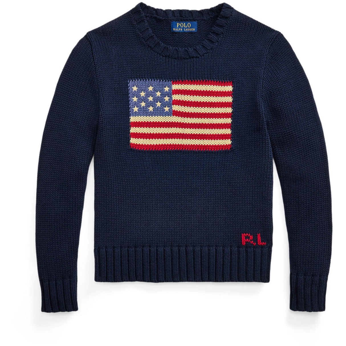 Pikétröja Ralph Lauren Boy Long Sleeved Flag Sweater Hunter Navy