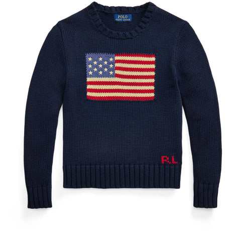 Pikétröja Ralph Lauren Boy Long Sleeved Flag Sweater Hunter Navy
