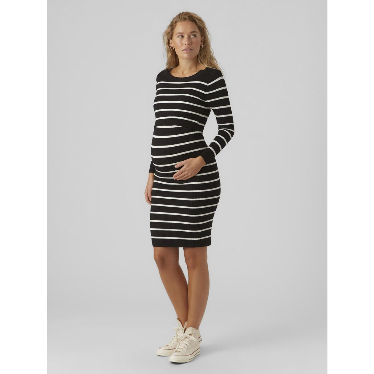 Mama;licious Black Snow White Mlnewsiv June Ls Uk Stickad Klänning 2F A Noos