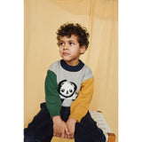 LIEWOOD Panda / Mist / Classic Navy Multi Mix Orlane Embroidery Stickad Jumper