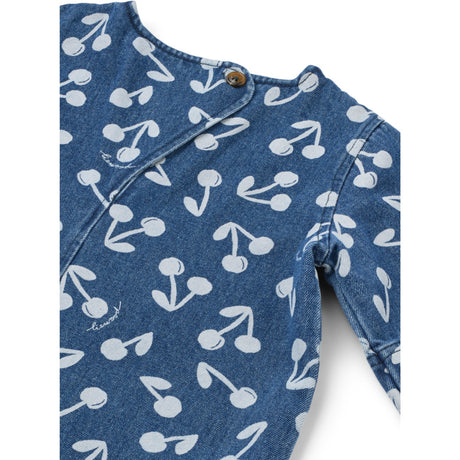 LIEWOOD Cherry Blossom / Medium Blue Denim Angelica Ss Printed Denim Klänning