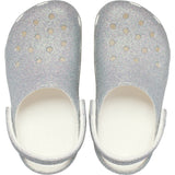 Crocs White Classic Iridescent Glitter Gloc