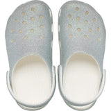 Crocs White Classic Iridescent Glitter Gloc