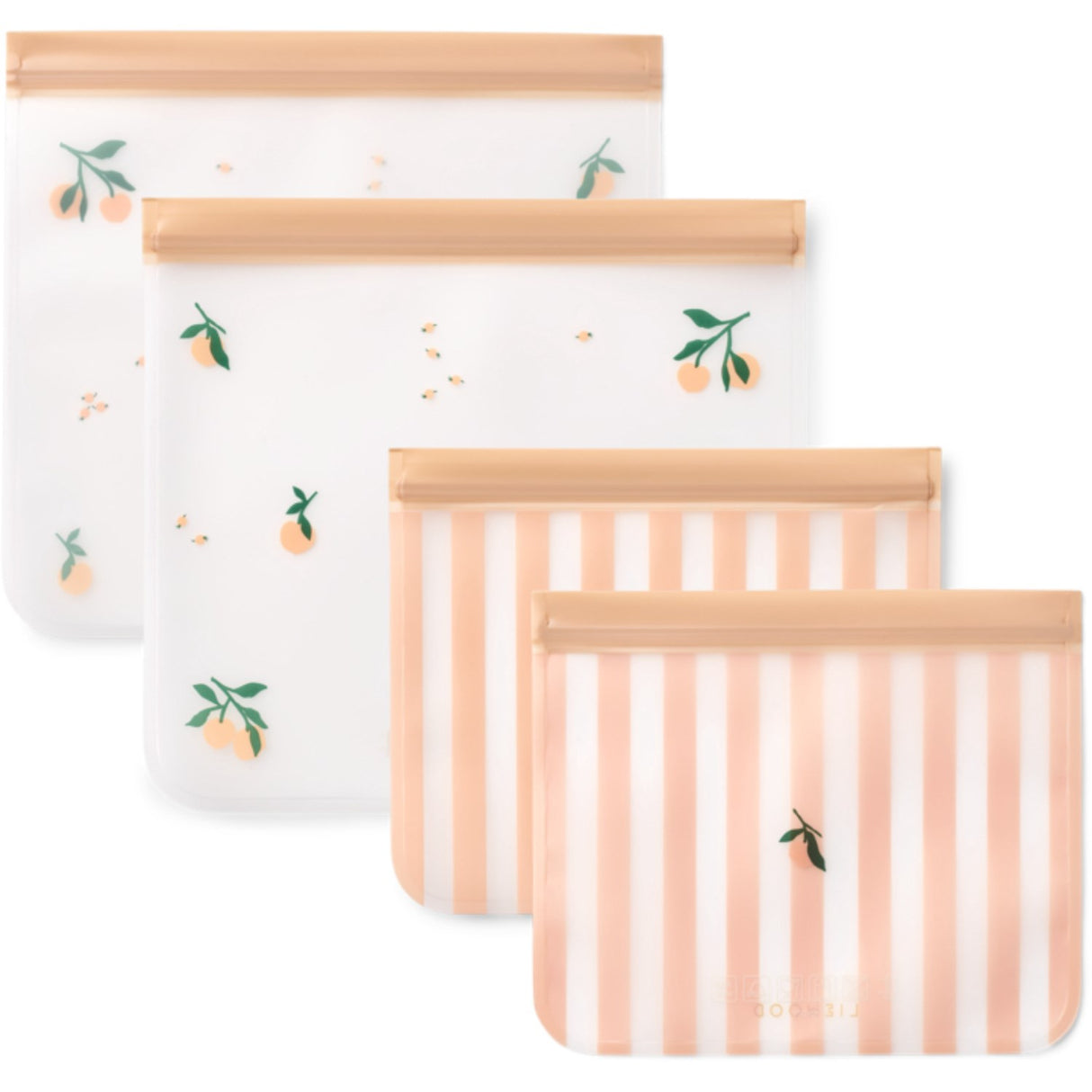 LIEWOOD Peach / Sea Shell Rebus Reusable Food Bags 4-Pack