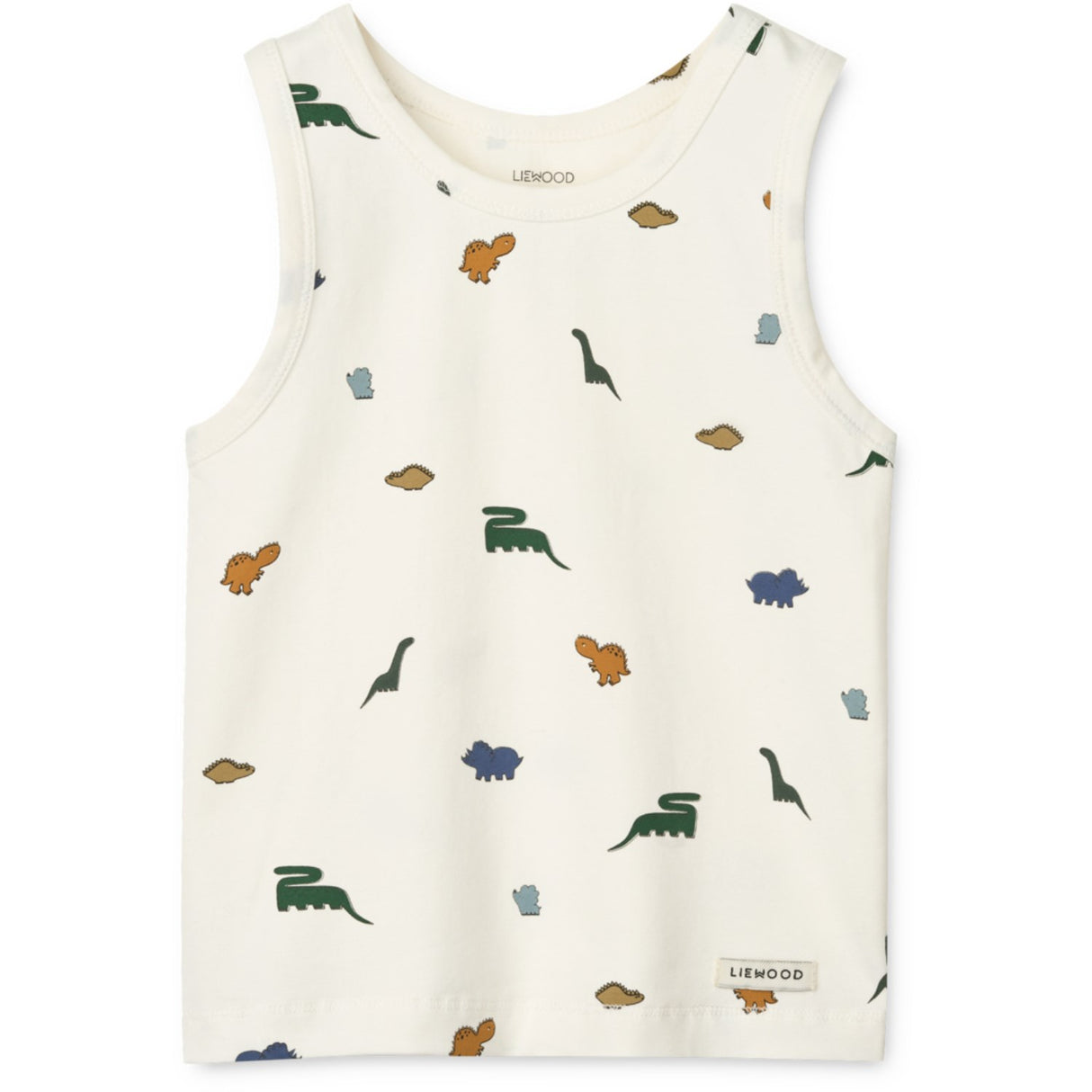 LIEWOOD Mini Dinosaurs Creme / Stripe Mix Faris Printed Tank Topp 2-Pack