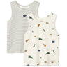 LIEWOOD Mini Dinosaurs Creme / Stripe Mix Faris Printed Tank Topp 2-Pack