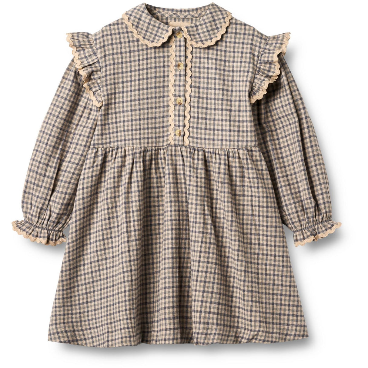 Wheat Blue Check Klänning L/S Alissa