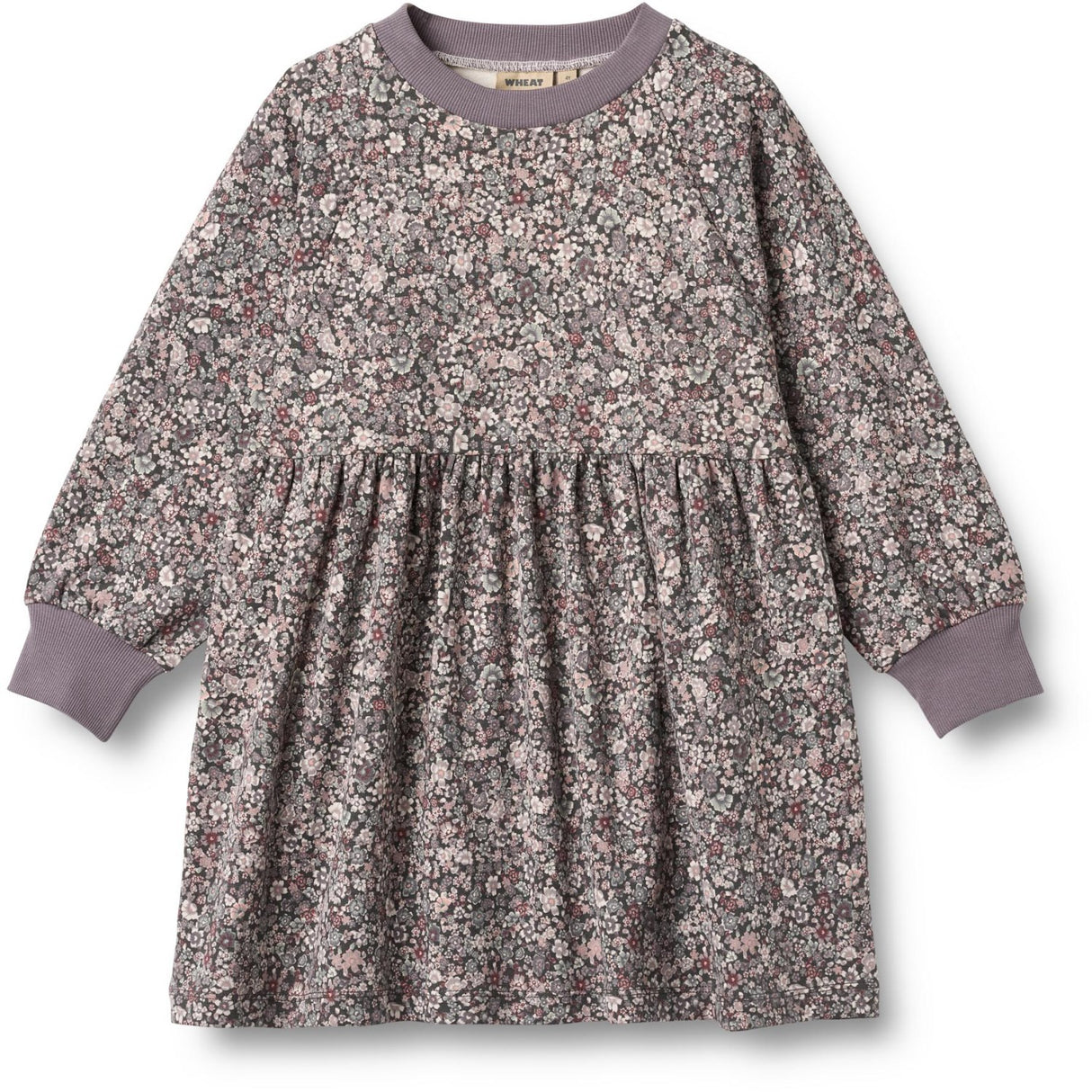 Wheat Purple Stone Flowers Jersey Klänning L/S Dorthea