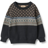 Wheat Navy Jaquard Pullover Julius