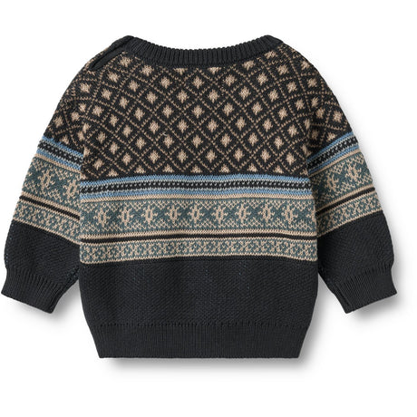 Wheat Navy Jaquard Pullover Julius