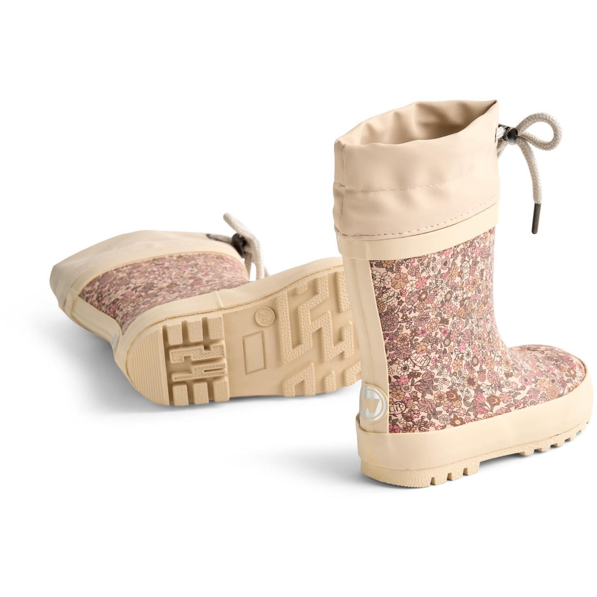 Wheat Rose Dust Flowers Rubber Stövlar Thermo Print