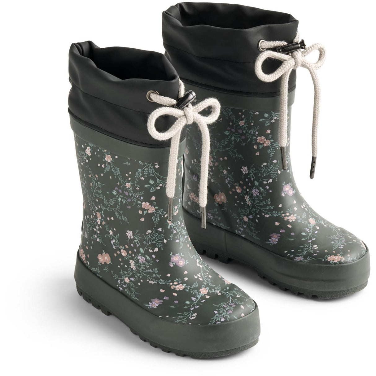 Wheat Forest Lake Checked Flowers Rubber Stövlar Thermo Print