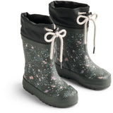 Wheat Forest Lake Checked Flowers Rubber Stövlar Thermo Print