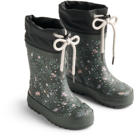 Wheat Forest Lake Checked Flowers Rubber Stövlar Thermo Print