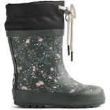 Wheat Forest Lake Checked Flowers Rubber Stövlar Thermo Print