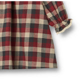 Wheat Red Blue Check Klänning L/S Lace Bella