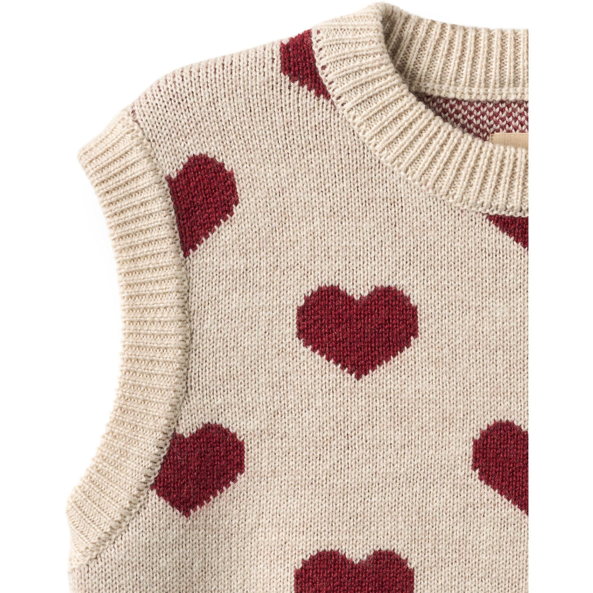 Wheat Offwhite Melange Jacquard Väst Gaby