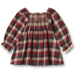 Wheat Red Blue Check Klänning L/S Lace Bella