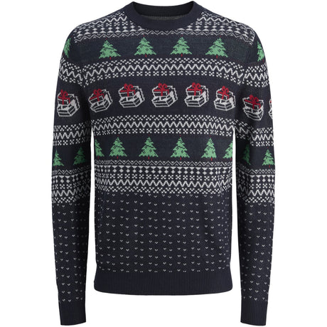 Jack & Jones Junior Sky Captain W. Holly Green Jjxmas Andrew Stickad Crew Neck Jnr