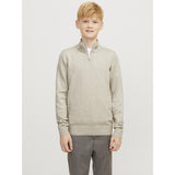 Jack & Jones Junior Oatmeal Melange Jjeemil Stickad Half Zip Noos Jnr
