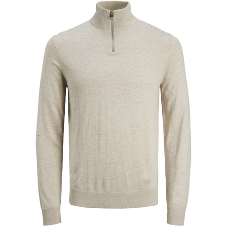 Jack & Jones Junior Oatmeal Melange Jjeemil Stickad Half Zip Noos Jnr