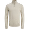 Jack & Jones Junior Oatmeal Melange Jjeemil Stickad Half Zip Noos Jnr