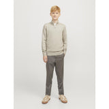 Jack & Jones Junior Oatmeal Melange Jjeemil Stickad Half Zip Noos Jnr