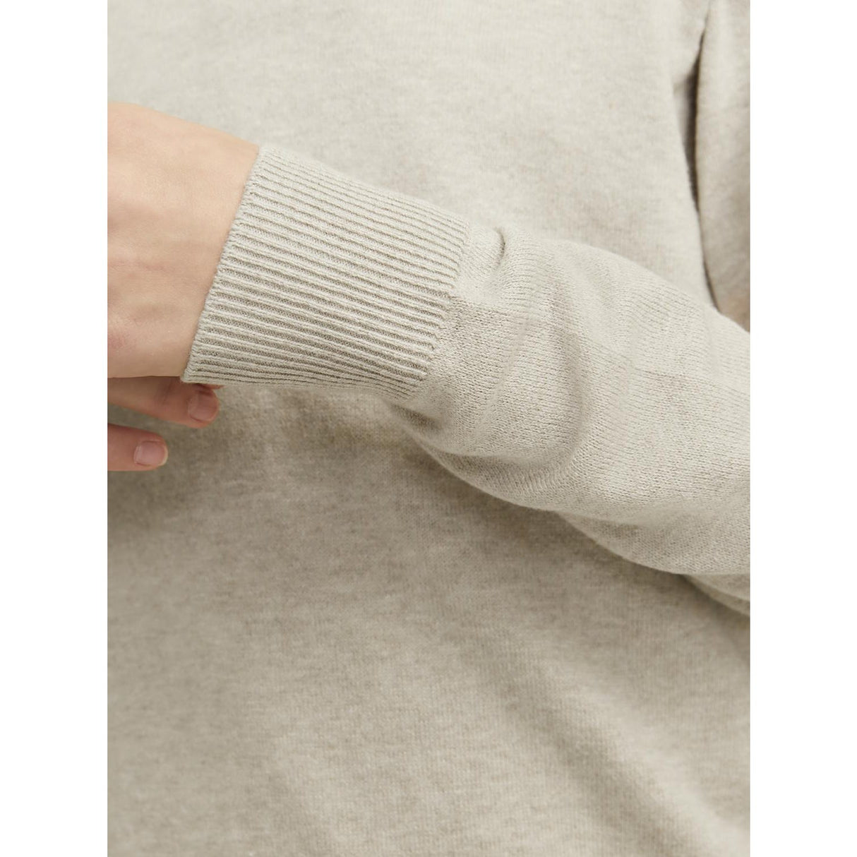 Jack & Jones Junior Oatmeal Melange Jjeemil Stickad Half Zip Noos Jnr