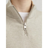 Jack & Jones Junior Oatmeal Melange Jjeemil Stickad Half Zip Noos Jnr