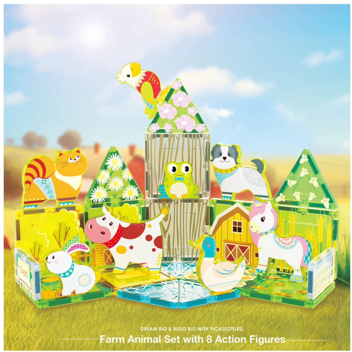 Picasso Tiles Picasso Tiles 26 Stk Magnetiske Byggesæt Farm