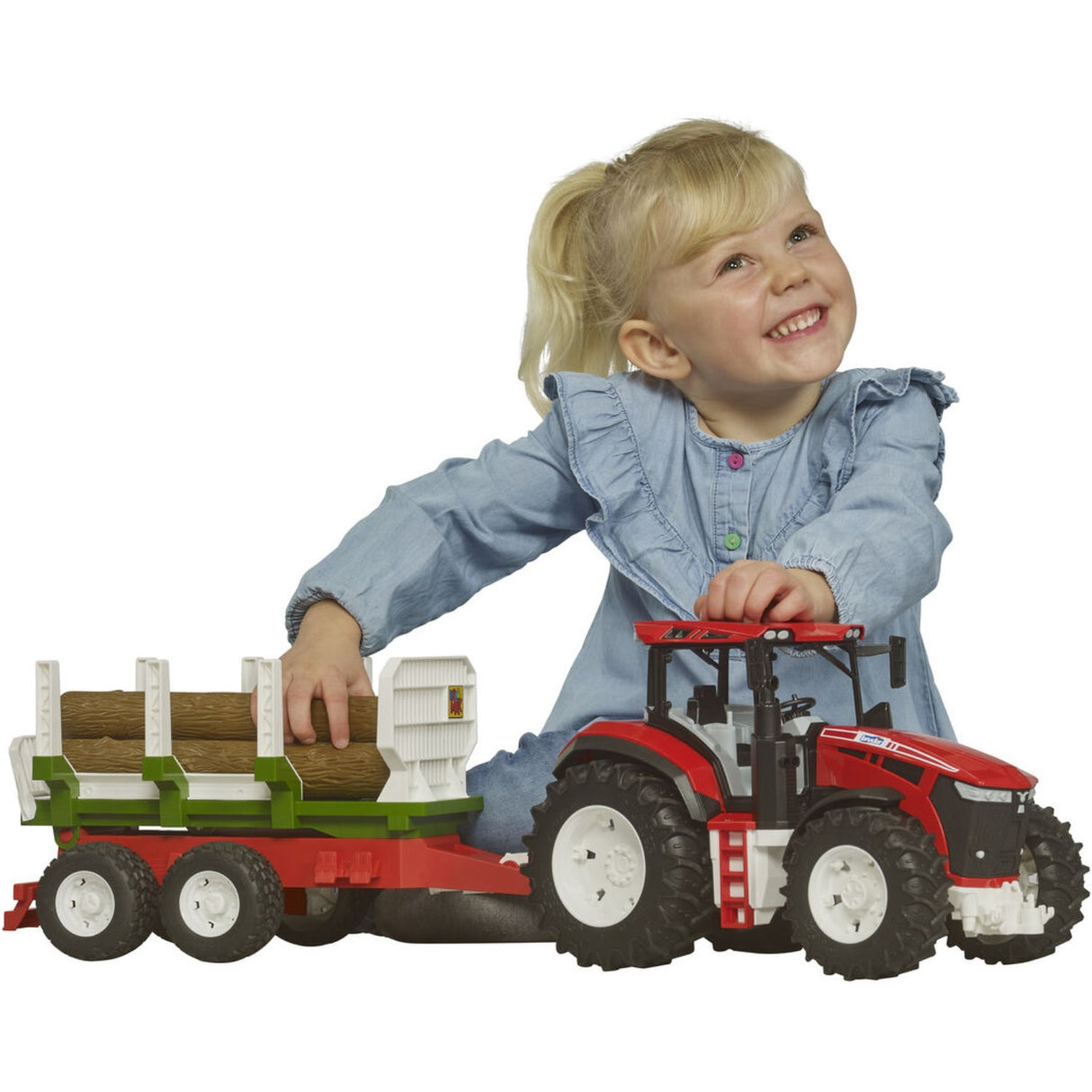 Bruder Roadmax Traktor Med Skovvogn Og 3 Stammer