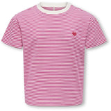 kids ONLY Cloud Dancer Magenta Y/D Stripes / Red Heart Kogpisa Maiken Life Crop Ss Onl Jrs Noos