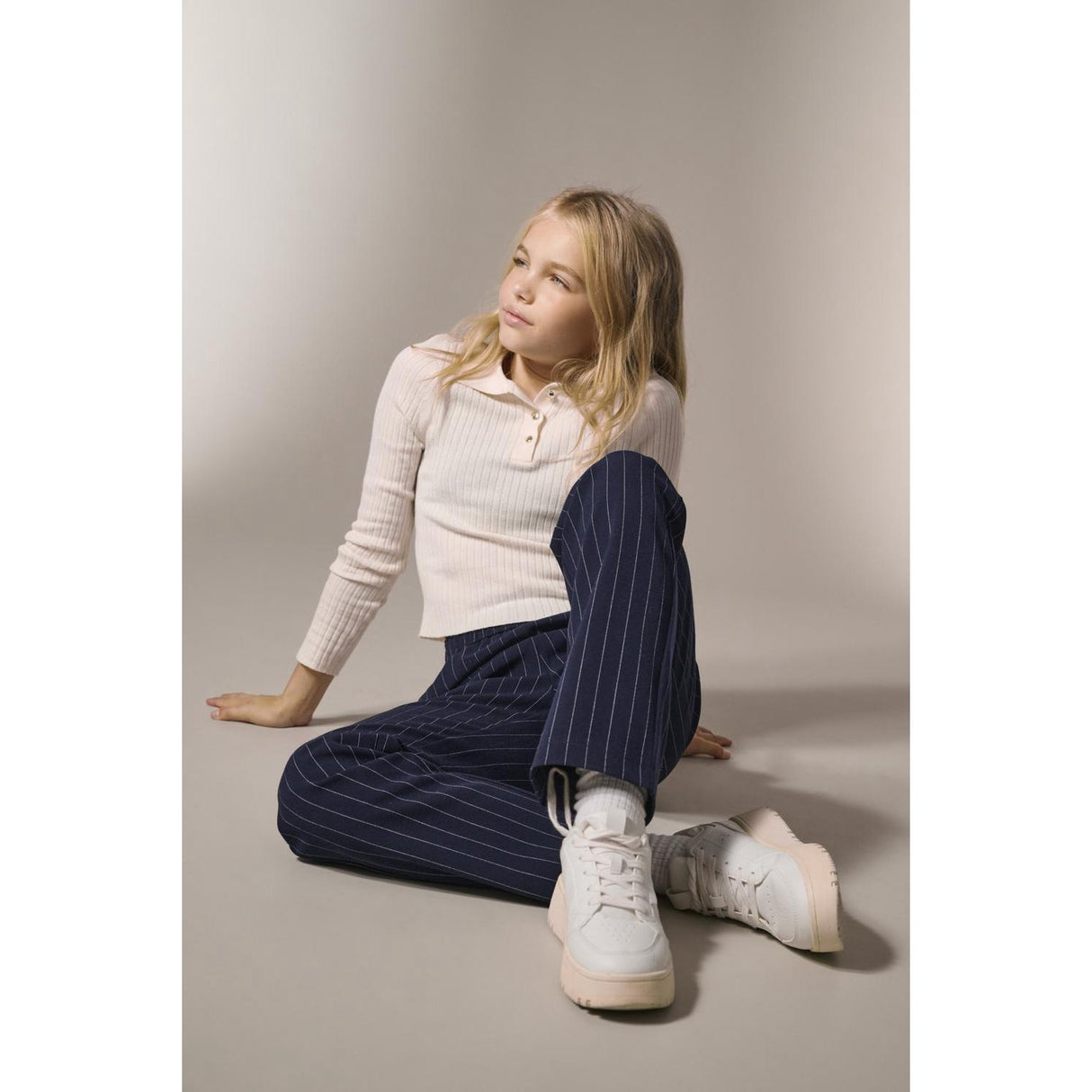 kids ONLY Birch Gold Button Kogmila Ls Rib Knap Pikétröja Neck Cp Knt