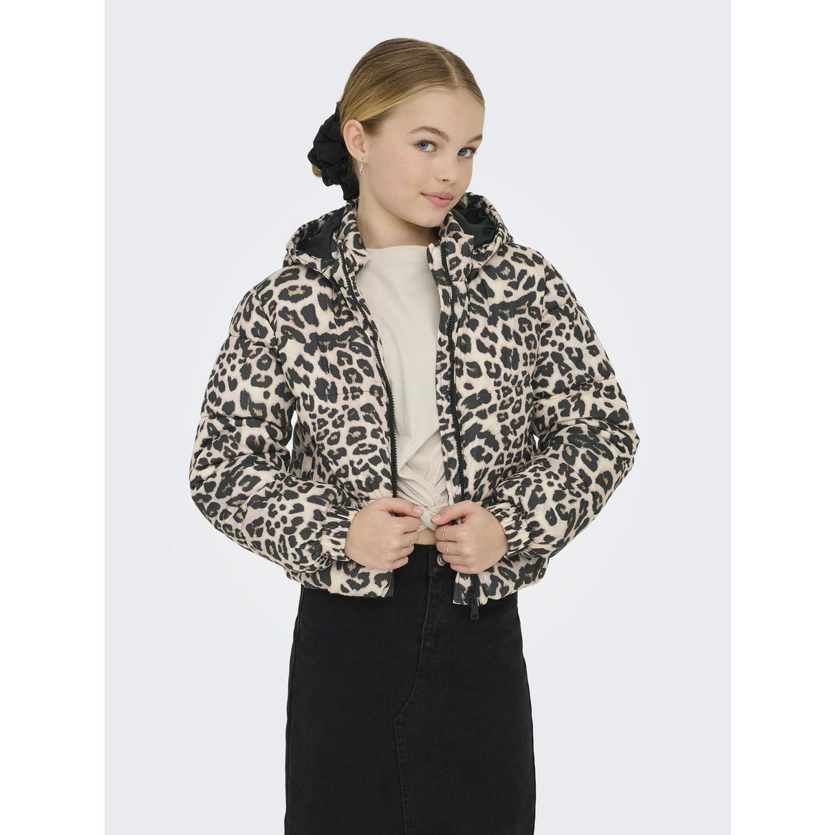 kids ONLY Silver Mink Leo Kogdalia Sht Puffer Aop Jacka Otw Noos