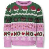 kids ONLY Fuchsia Pink W. Green Jacket/Cd/Salsa/Black Kmghoho X-Mas Ls Pullover Knt