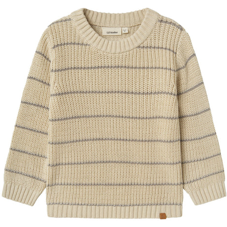 Lil'Atelier Turtledove Nmmemlen Ls Stickad Stripes Lil