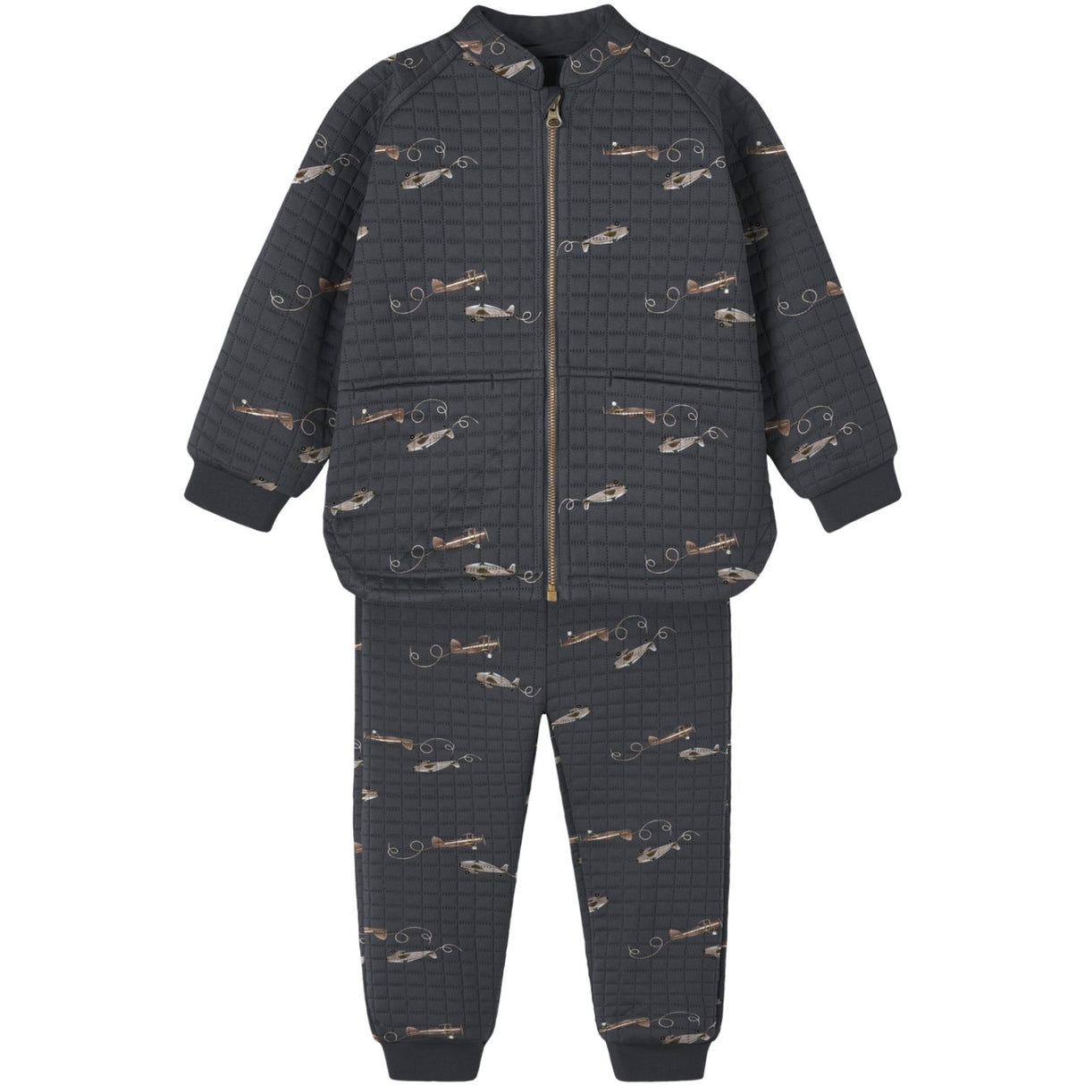 Name It Grey Pinstripe Nmmmoon Quilt Set Aop 1fo