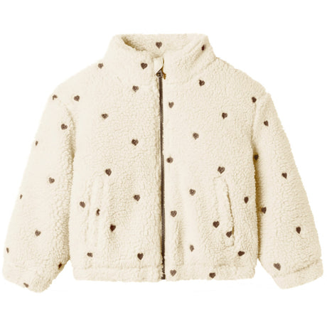 Lil'Atelier Turtledove Emb. Hearts Nmfnalo Sherpa Loose Jacka Lil