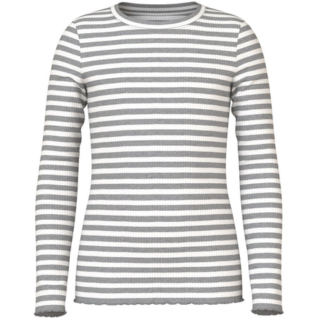 Name It Grey Melange Cloud Dancer Nkfvemma Ls Slim Topp