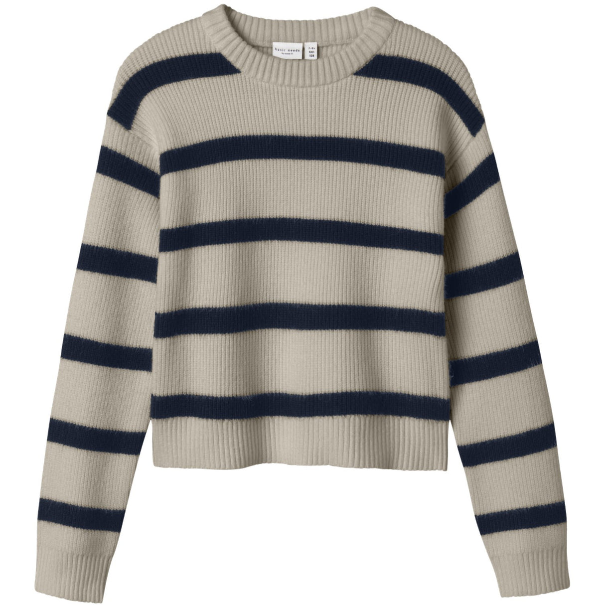 Name It Island Fossil W. Navy Blazer Stripes Nkfvnilla Ls Sh Stickad